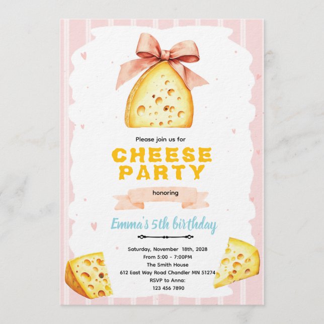 Cheese Birthday Party Invitation (Front)
