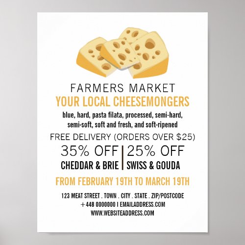 Cheese Blocks Cheesemonger Advertising Poster