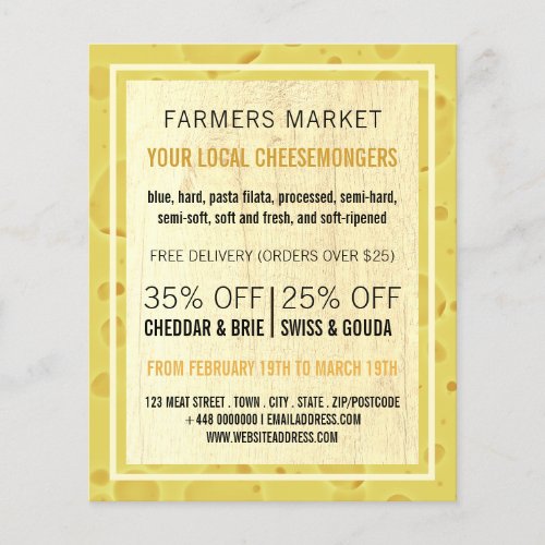 Cheese Board Design Cheesemonger Advertising Flyer