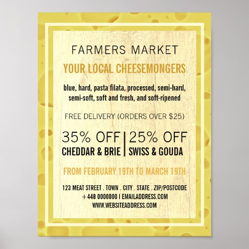 Cheese Board Design Cheesemonger Advertising Poster