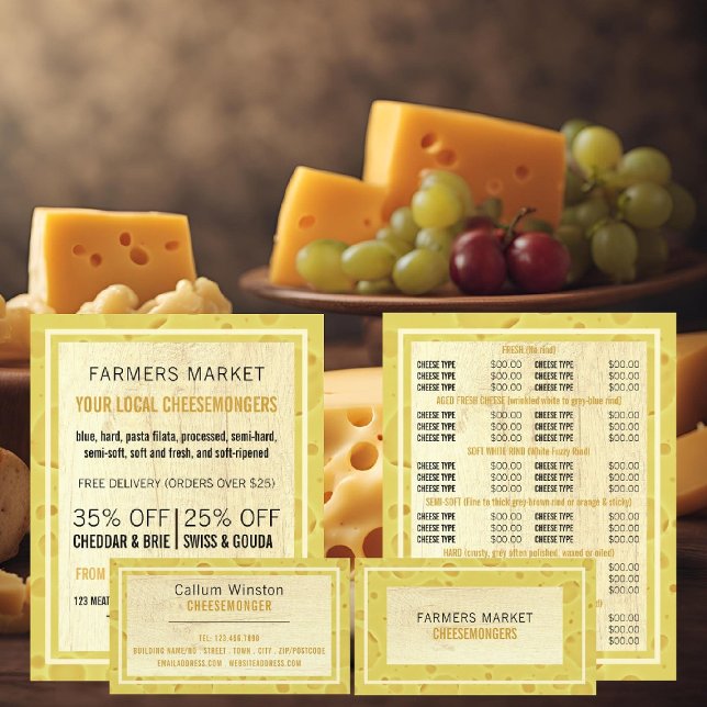Cheese Board Design, Cheesemonger Business Card (Creator Uploaded)