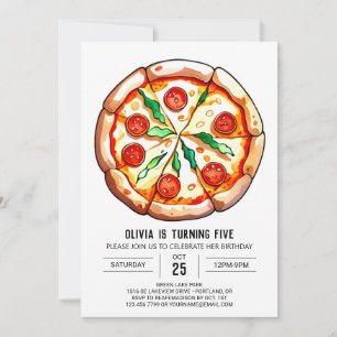 Cheese Boho Pizza Birthday Invitation