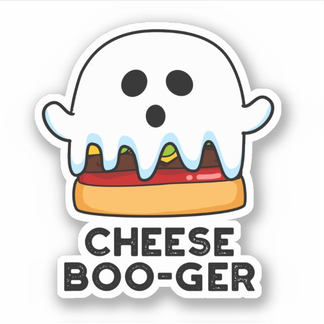 Cheese Boo-ger Funny Ghost Cheeseburger Pun  Sticker (Front)