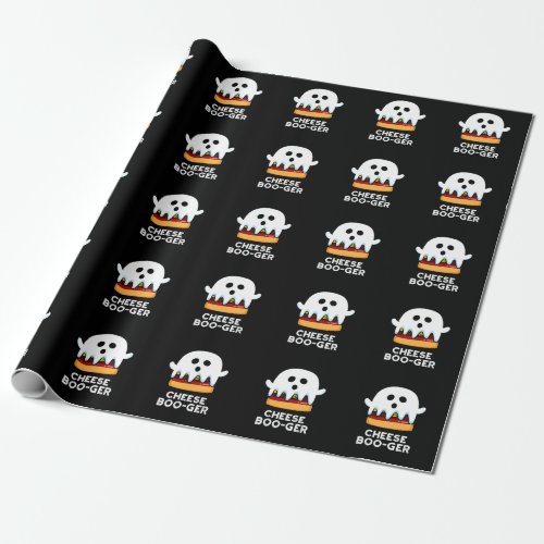 Cheese Boo_ger Funny Ghost Pun Dark BG Wrapping Paper