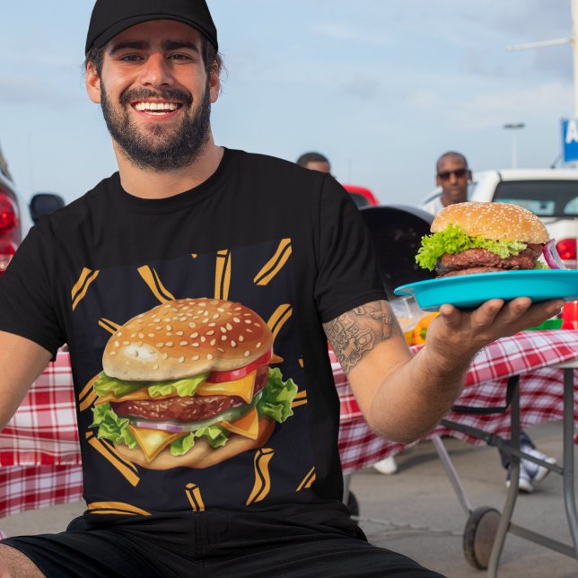 Cheese Burger and French Fries Food Humor Men's  T-Shirt (Creator Uploaded)