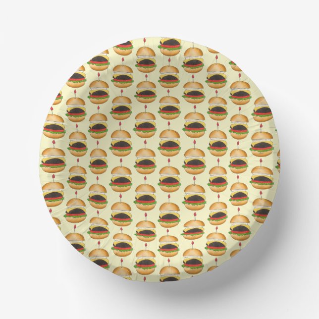 Cheese Burger Cheeseburger BBQ Barbecue Cookout  Paper Bowls (Front)