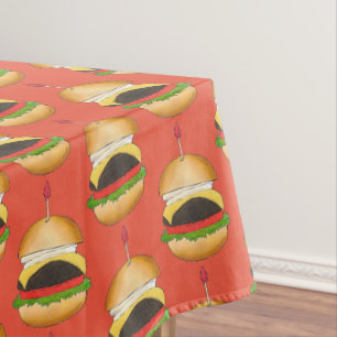 Cheese Burger Cheeseburger BBQ Barbecue Cookout Tablecloth