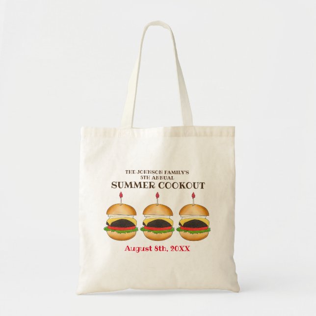 Cheese Burger Cheeseburger BBQ Barbecue Cookout  Tote Bag (Front)