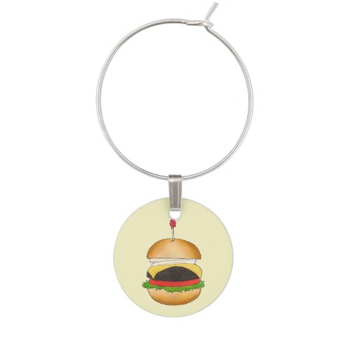 Cheese Burger Cheeseburger BBQ Barbecue Cookout  Wine Charm