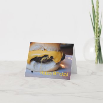 Cheese Burger Happy Birthday Card by AllyJCat at Zazzle
