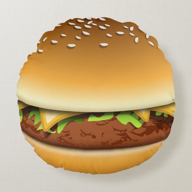 Cheese Burger In A Bun Novelty Round Pillow (Front)
