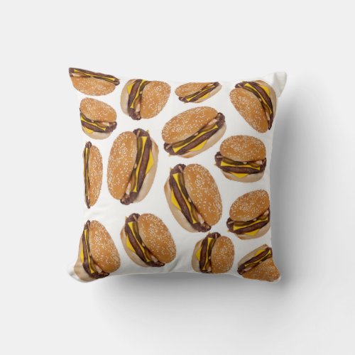 Cheese burguer pattern throw pillow