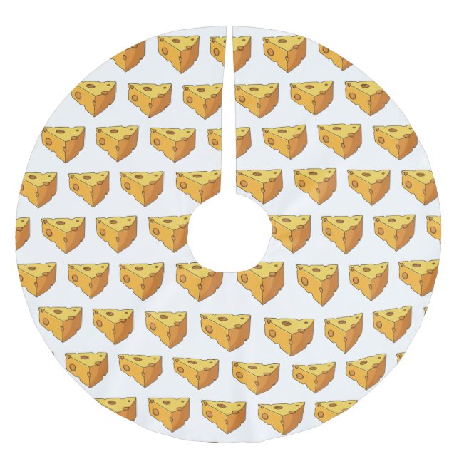 Cheese cartoon illustration  brushed polyester tree skirt (Front)