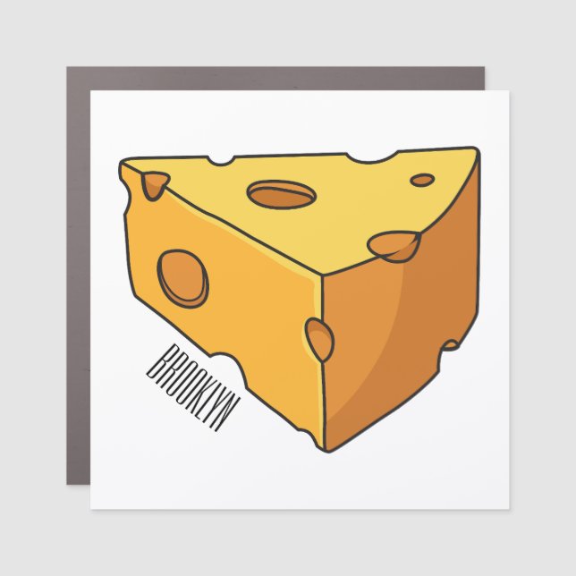 Cheese cartoon illustration  car magnet (Front)