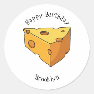 Cheese cartoon illustration classic round sticker