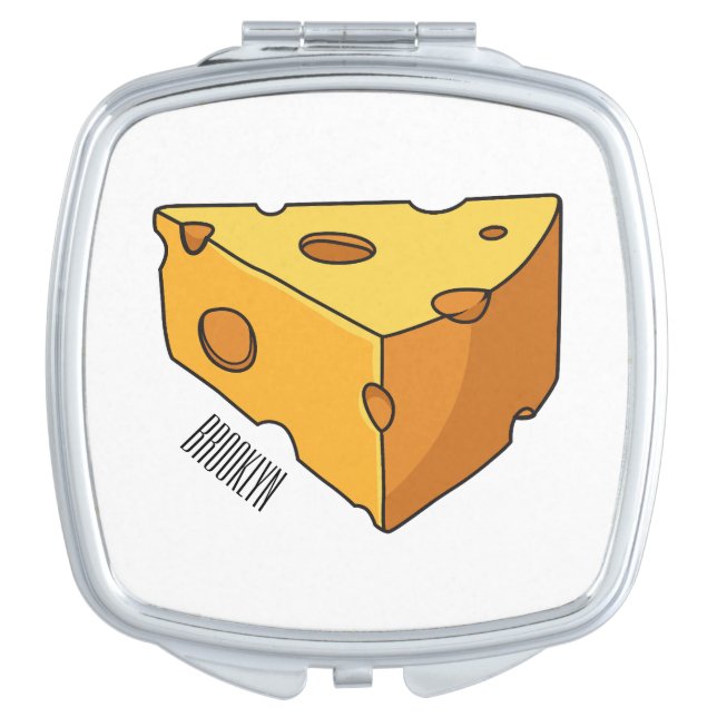 Cheese cartoon illustration  compact mirror (Front)