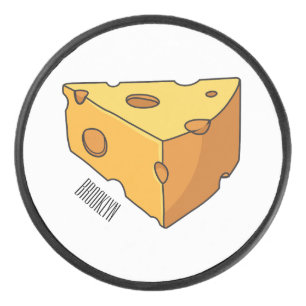Cheese cartoon illustration  hockey puck