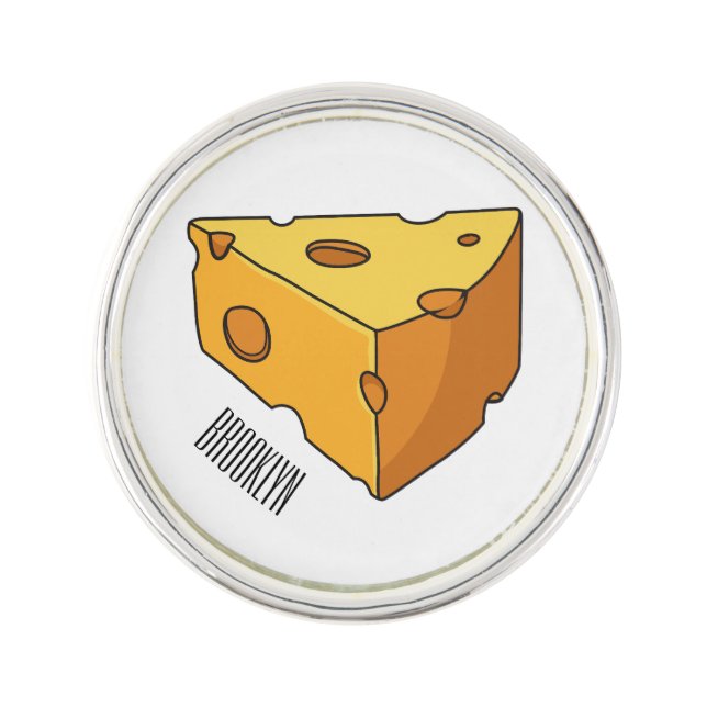 Cheese cartoon illustration lapel pin (Front)