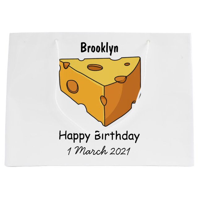 Cheese cartoon illustration large gift bag (Front)