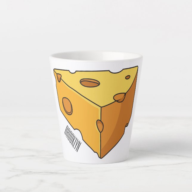 Cheese cartoon illustration  latte mug (Front)