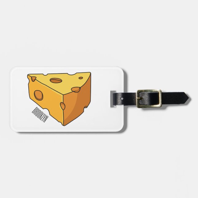 Cheese cartoon illustration luggage tag (Front Horizontal)