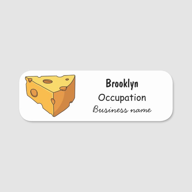 Cheese cartoon illustration name tag (Front)