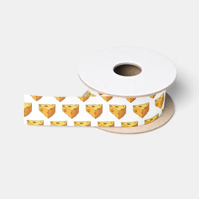 Cheese Pattern Ribbon Cheese cartoon illustration satin ribbon | Zazzle