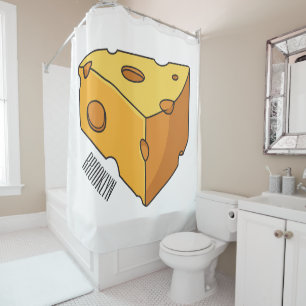 Cheese cartoon illustration shower curtain