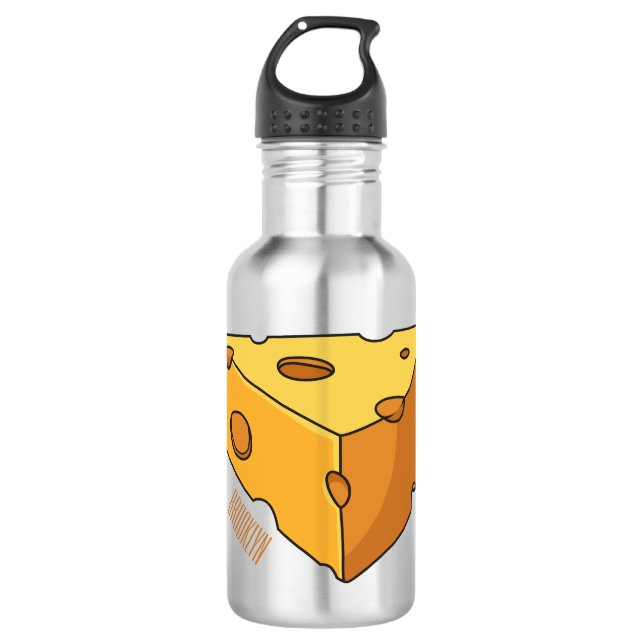 Cheese cartoon illustration stainless steel water bottle (Front)