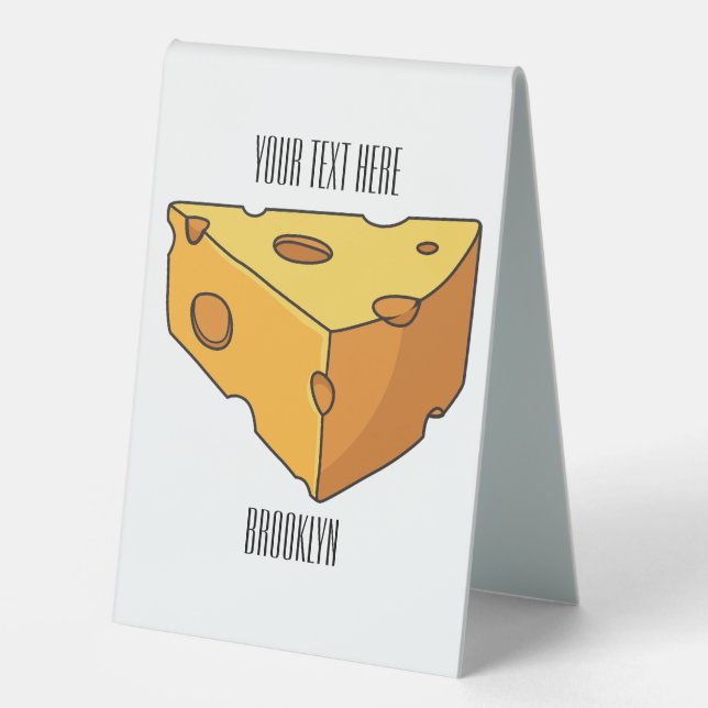 Cheese cartoon illustration table tent (Front)