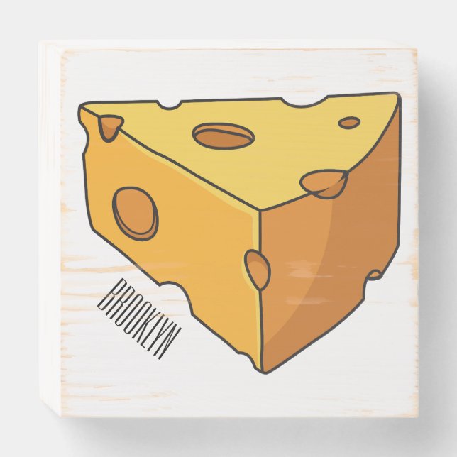 Cheese cartoon illustration wooden box sign (Front Horizontal)