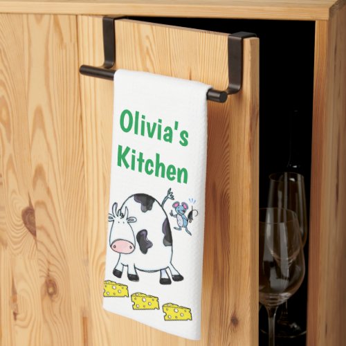 Cheese Cow Mouse Kitchen Hand Towel
