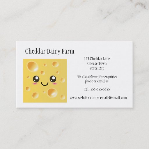 Customizable Cheese Dairy Farm Business Cards