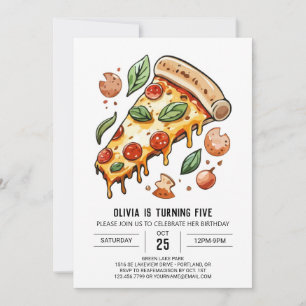 Cheese Elegant Pizza Birthday Invitation