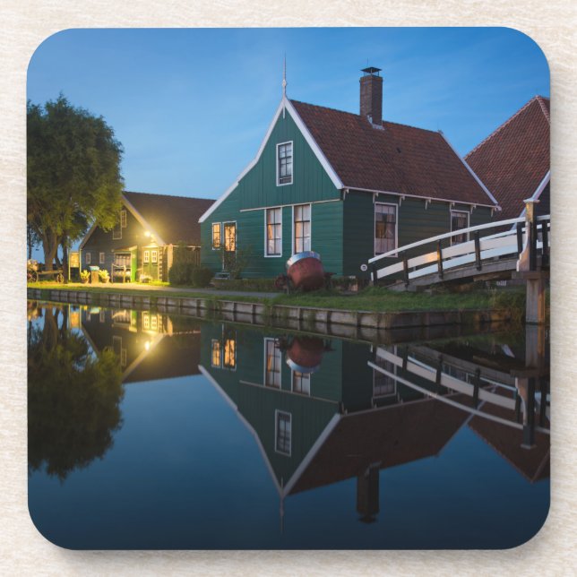 Cheese farm house at twilight in Holland Beverage Coaster (Front)