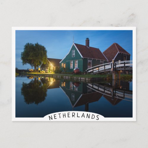 Cheese farm house at twilight in Holland Postcard