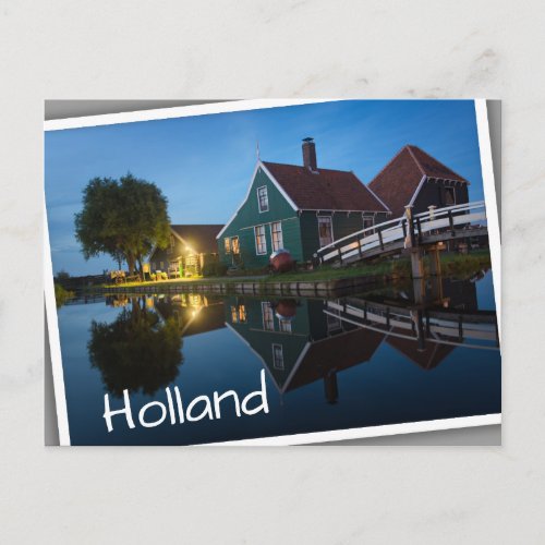 Cheese farm house at twilight in Holland Postcard