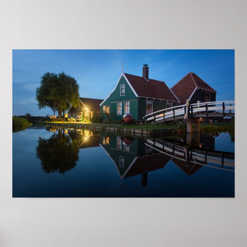 Cheese farm house at twilight in Holland Poster