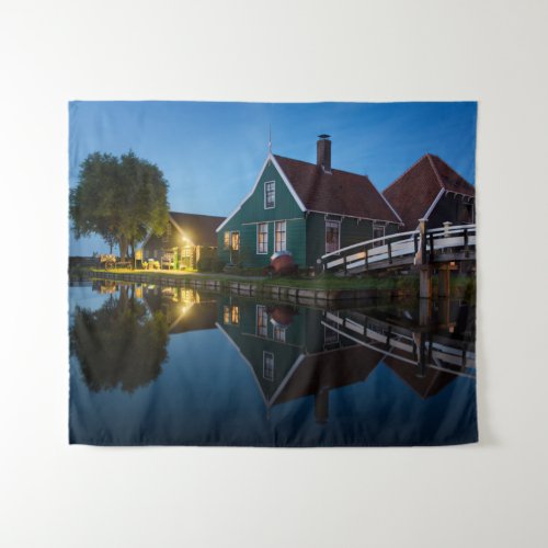 Cheese farm house at twilight in Holland Tapestry