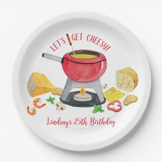 Cheese Fondue Party Paper Plates (Front)