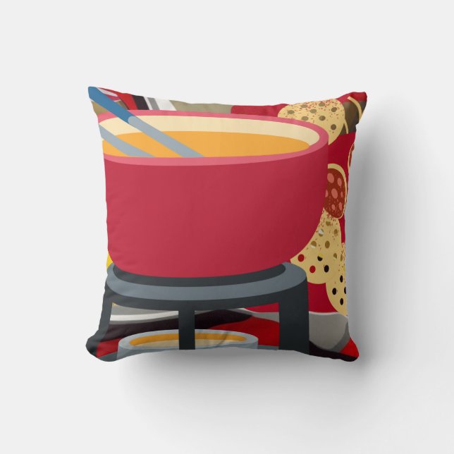 Cheese Fondue Throw Pillow (Front)