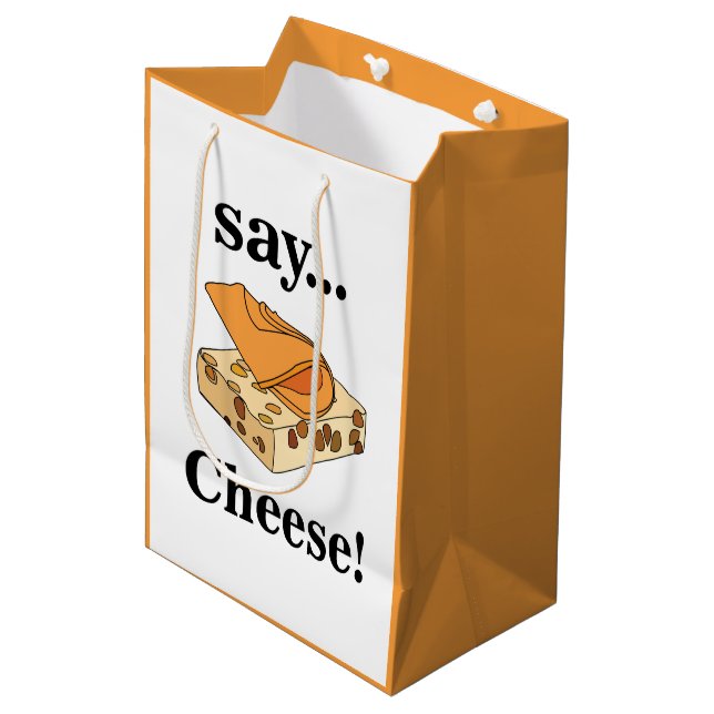 Cheese Foodie Funny Birthday Medium Gift Bag (Front Angled)