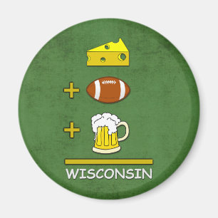 Cheese Football Beer Equal Wisconsin Funny Magnet