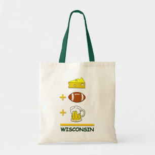 Cheese Football Beer Wisconsin Funny Equation Tote Bag
