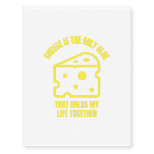 Cheese glue funny cheese pun jokes temporary tattoos