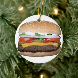 Cheese Hamburger Grilled Burger Sandwich Foodie Ceramic Ornament