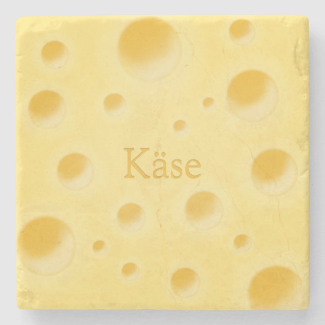 "Cheese" in German Cute Cheese Slice Custom Stone Coaster (Front)