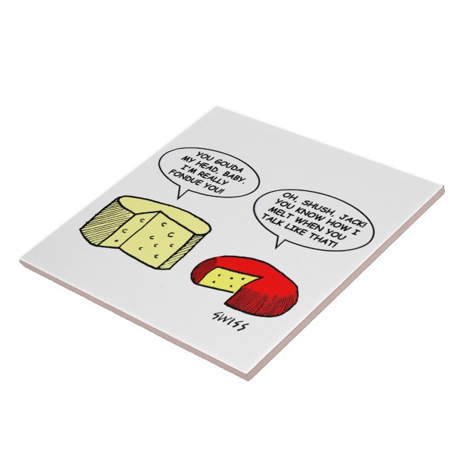 Cheese Lovers Cartoon Humorous Kitchen Ceramic Tile (Side)