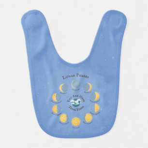 Cheese Moon Famciful Lunar Phases Chart Blue Baby Bib