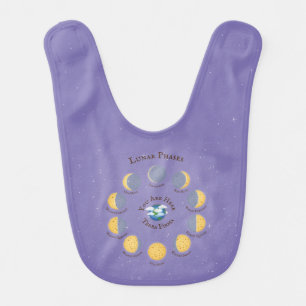Cheese Moon Famciful Lunar Phases Chart Purple Baby Bib